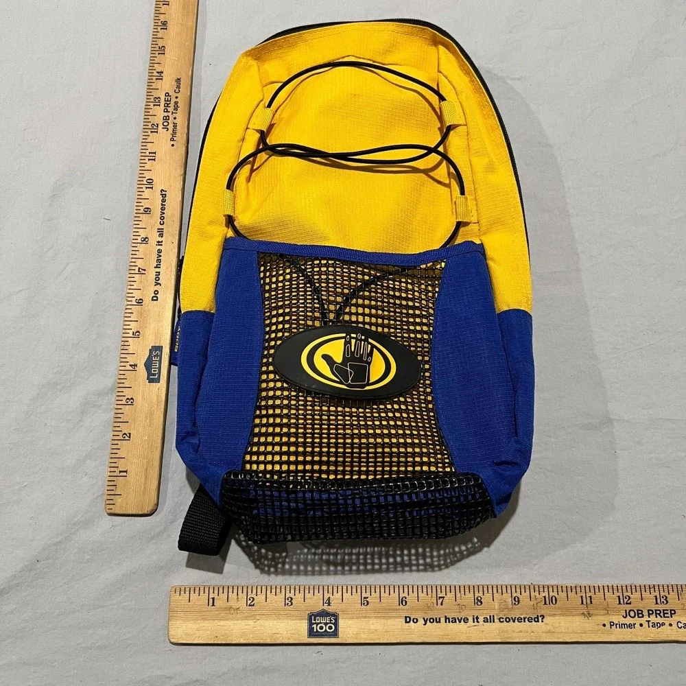 Vintage Body Glove Mens Yellow Blue Surf Snorkel Flippers Beach Backpack